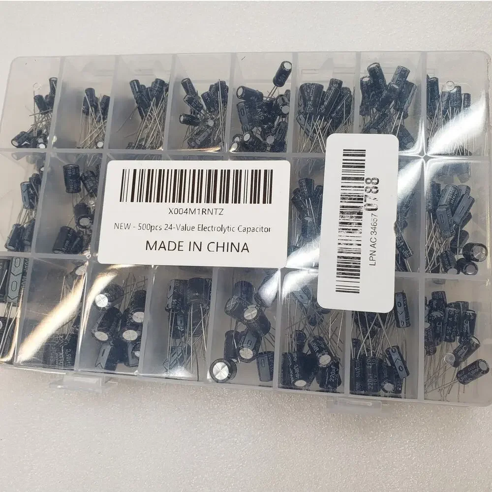 500-Piece Aluminum Electrolytic Capacitor Assortment Kit